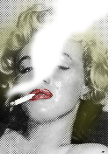 Painting titled "Marilyn Monroe Smok…" by Tony Rubino, Original Artwork, Acrylic Mounted on Wood Stretcher frame