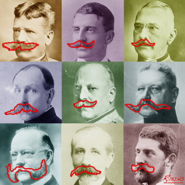 Malarstwo zatytułowany „Moustaches” autorstwa Tony Rubino, Oryginalna praca, Akryl Zamontowany na Drewniana rama noszy