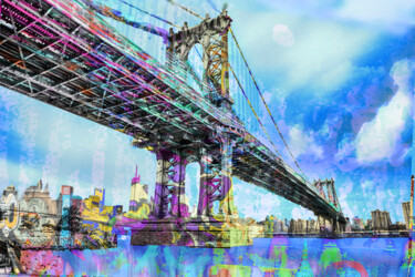 Malerei mit dem Titel "New York City Manha…" von Tony Rubino, Original-Kunstwerk, Acryl Auf Keilrahmen aus Holz montiert
