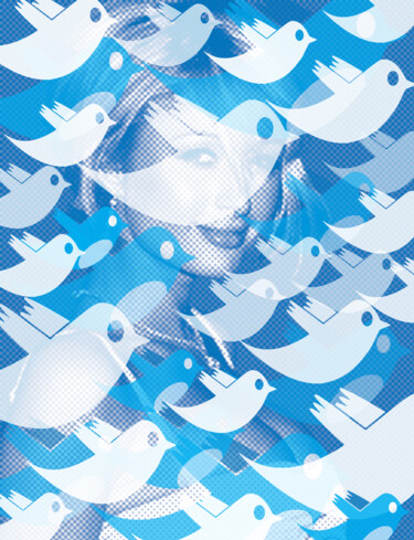 Картина под названием "Paris Hilton Twitter" - Tony Rubino, Подлинное произведение искусства, Акрил Установлен на Деревянная…