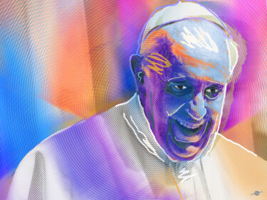 Painting titled "Pope Pop 4" by Tony Rubino, Original Artwork, Acrylic Mounted on Wood Stretcher frame