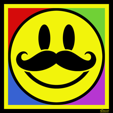 Картина под названием "Mustache Smile" - Tony Rubino, Подлинное произведение искусства, Акрил Установлен на Деревянная рама…