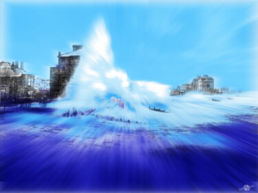Картина под названием "Rough sea Bognor En…" - Tony Rubino, Подлинное произведение искусства, Акрил Установлен на Деревянная…