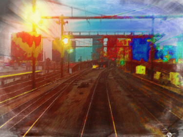 Картина под названием "The Past Train 4" - Tony Rubino, Подлинное произведение искусства, Акрил Установлен на Деревянная рам…