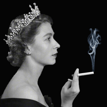 Картина под названием "Queen Elizabeth Smo…" - Tony Rubino, Подлинное произведение искусства, Акрил Установлен на Деревянная…
