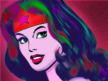 Картина под названием "Wonder Woman Pop 2" - Tony Rubino, Подлинное произведение искусства, Акрил Установлен на Деревянная р…