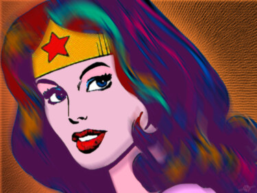 Malarstwo zatytułowany „Wonder Woman Pop” autorstwa Tony Rubino, Oryginalna praca, Akryl Zamontowany na Drewniana rama noszy