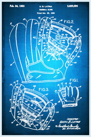 Malarstwo zatytułowany „Baseball Patent Blu…” autorstwa Tony Rubino, Oryginalna praca, Akryl Zamontowany na Drewniana rama n…