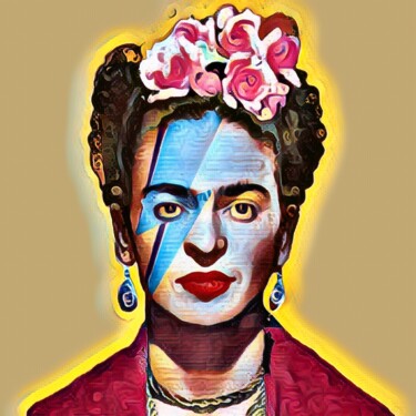 Painting titled "Frida Kahlo Andy Wa…" by Tony Rubino, Original Artwork, Acrylic Mounted on Wood Stretcher frame