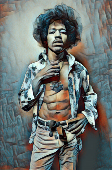 Malerei mit dem Titel "Jimi Hendrix 1" von Tony Rubino, Original-Kunstwerk, Acryl Auf Keilrahmen aus Holz montiert
