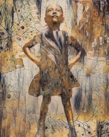 Painting titled "Fearless Girl Futur…" by Tony Rubino, Original Artwork, Acrylic Mounted on Wood Stretcher frame
