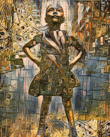 Painting titled "Fearless Girl Futur…" by Tony Rubino, Original Artwork, Acrylic Mounted on Wood Stretcher frame