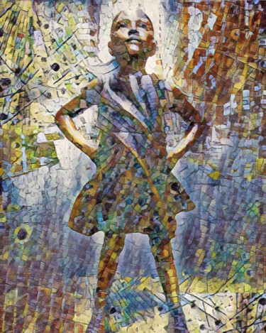 Schilderij getiteld "Fearless Girl Futur…" door Tony Rubino, Origineel Kunstwerk, Acryl Gemonteerd op Frame voor houten bran…