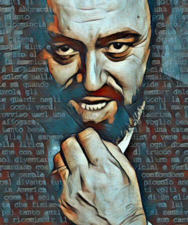 Painting titled "Luciano Pavarotti P…" by Tony Rubino, Original Artwork, Acrylic Mounted on Wood Stretcher frame