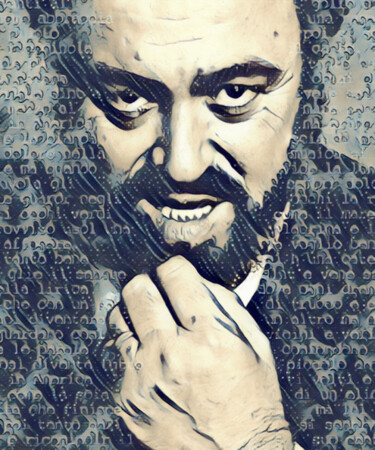 Pintura intitulada "Luciano Pavarotti P…" por Tony Rubino, Obras de arte originais, Acrílico Montado em Armação em madeira