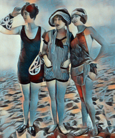 Schilderij getiteld "Vintage Retro Women…" door Tony Rubino, Origineel Kunstwerk, Acryl Gemonteerd op Frame voor houten bran…