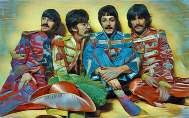Painting titled "The Beatles Sgt. Pe…" by Tony Rubino, Original Artwork, Acrylic Mounted on Wood Stretcher frame