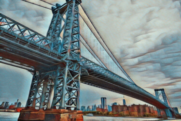 Painting titled "New York City Manha…" by Tony Rubino, Original Artwork, Acrylic Mounted on Wood Stretcher frame