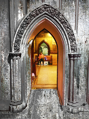 Ζωγραφική με τίτλο "Church Interior" από Tony Rubino, Αυθεντικά έργα τέχνης, Ακρυλικό Τοποθετήθηκε στο Ξύλινο φορείο σκελετό
