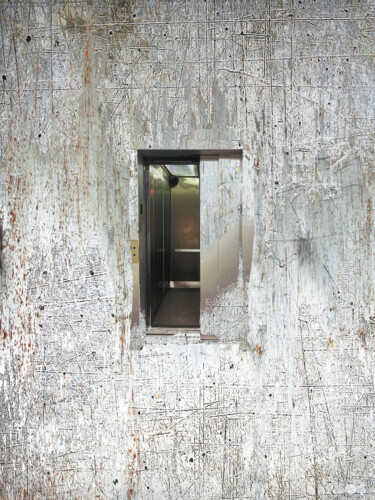 Pintura intitulada "Elevator Door Abstr…" por Tony Rubino, Obras de arte originais, Acrílico Montado em Armação em madeira