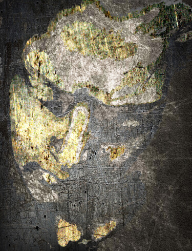 Ζωγραφική με τίτλο "Face In Bronze And…" από Tony Rubino, Αυθεντικά έργα τέχνης, Ακρυλικό Τοποθετήθηκε στο Ξύλινο φορείο σκε…