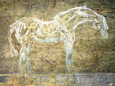 Картина под названием "Rubino Horse Etchin…" - Tony Rubino, Подлинное произведение искусства, Акрил Установлен на Деревянная…