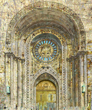 Malerei mit dem Titel "Synagogue" von Tony Rubino, Original-Kunstwerk, Acryl Auf Keilrahmen aus Holz montiert