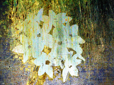 Malerei mit dem Titel "Flowers Metallic" von Tony Rubino, Original-Kunstwerk, Acryl Auf Keilrahmen aus Holz montiert