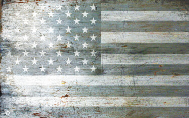 Painting titled "Silver American Fla…" by Tony Rubino, Original Artwork, Acrylic Mounted on Wood Stretcher frame