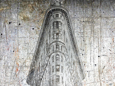 Ζωγραφική με τίτλο "Silver Flatiron Bui…" από Tony Rubino, Αυθεντικά έργα τέχνης, Ακρυλικό Τοποθετήθηκε στο Ξύλινο φορείο σκ…