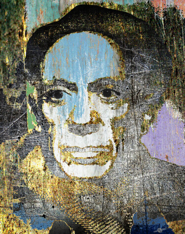 Ζωγραφική με τίτλο "Pablo Picasso 7" από Tony Rubino, Αυθεντικά έργα τέχνης, Ακρυλικό Τοποθετήθηκε στο Ξύλινο φορείο σκελετό