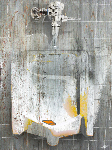 Schilderij getiteld "Duchamp Urinal" door Tony Rubino, Origineel Kunstwerk, Acryl Gemonteerd op Frame voor houten brancard