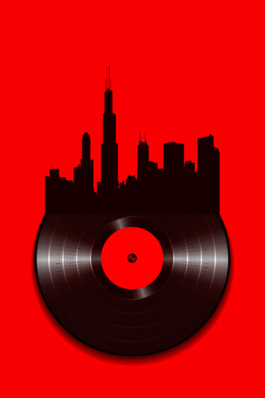 Картина под названием "Chicago Vinyl Recor…" - Tony Rubino, Подлинное произведение искусства, Акрил Установлен на Деревянная…