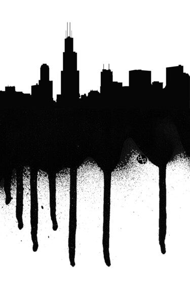 Painting titled "Chicago Spray Paint…" by Tony Rubino, Original Artwork, Acrylic Mounted on Wood Stretcher frame