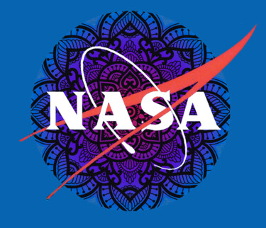 Ζωγραφική με τίτλο "NASA Mandala Zen Sp…" από Tony Rubino, Αυθεντικά έργα τέχνης, Ακρυλικό Τοποθετήθηκε στο Ξύλινο φορείο σκ…