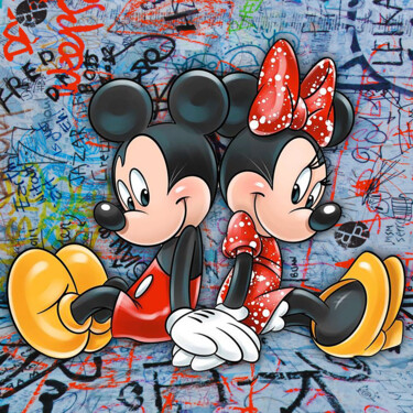 Painting titled "Mickey And Minnie M…" by Tony Rubino, Original Artwork, Acrylic Mounted on Wood Stretcher frame