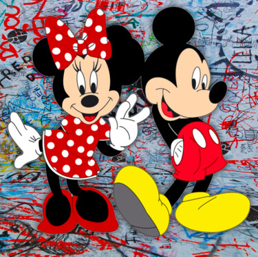 Painting titled "Mickey And Minnie M…" by Tony Rubino, Original Artwork, Acrylic Mounted on Wood Stretcher frame