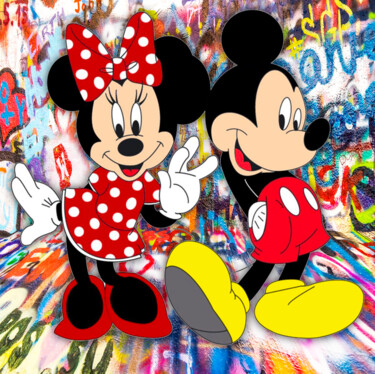 Painting titled "Mickey And Minnie M…" by Tony Rubino, Original Artwork, Acrylic Mounted on Wood Stretcher frame