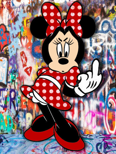 Painting titled "Minnie Mouse Finger…" by Tony Rubino, Original Artwork, Acrylic Mounted on Wood Stretcher frame