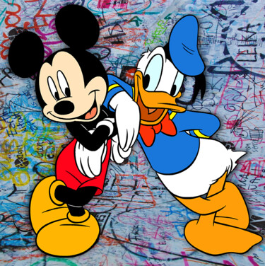 Картина под названием "Donald Duck And Mic…" - Tony Rubino, Подлинное произведение искусства, Акрил Установлен на Деревянная…