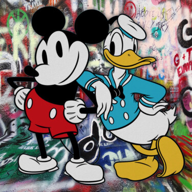 绘画 标题为“Donald Duck And Mic…” 由Tony Rubino, 原创艺术品, 丙烯 安装在木质担架架上