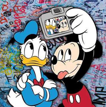 Peinture intitulée "Donald Duck And Mic…" par Tony Rubino, Œuvre d'art originale, Acrylique Monté sur Châssis en bois