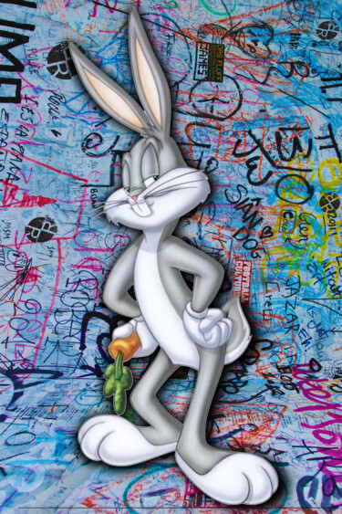 Schilderij getiteld "Bugs Bunny Pop Art…" door Tony Rubino, Origineel Kunstwerk, Acryl Gemonteerd op Frame voor houten branc…