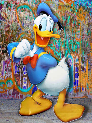 Painting titled "Donald Duck Disney…" by Tony Rubino, Original Artwork, Acrylic Mounted on Wood Stretcher frame