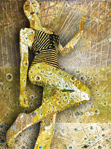 Painting titled "Woman In Gold" by Tony Rubino, Original Artwork, Acrylic Mounted on Wood Stretcher frame