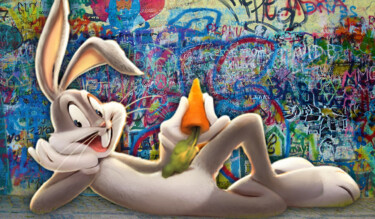 Painting titled "Bugs Bunny Warner,…" by Tony Rubino, Original Artwork, Acrylic Mounted on Wood Stretcher frame