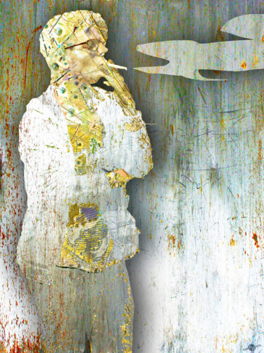 Painting titled "Smoker" by Tony Rubino, Original Artwork, Acrylic Mounted on Wood Stretcher frame