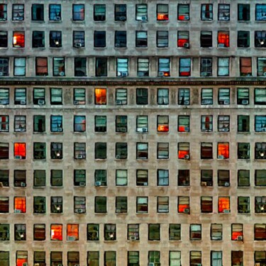 Картина под названием "New York City Build…" - Tony Rubino, Подлинное произведение искусства, Акрил Установлен на Деревянная…