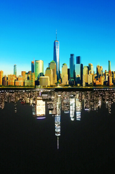 Painting titled "Manhattan New York…" by Tony Rubino, Original Artwork, Acrylic Mounted on Wood Stretcher frame
