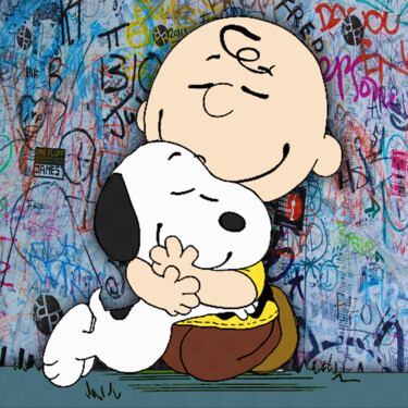 "Snoopy And Woodstoc…" başlıklı Tablo Tony Rubino tarafından, Orijinal sanat, Akrilik Ahşap Sedye çerçevesi üzerine monte ed…